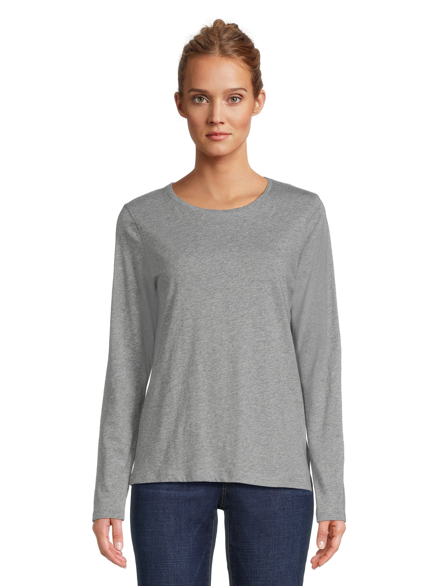 Time and Tru Women's Long Sleeve T-Shirt, Sizes S-XXXL | Walmart (US)