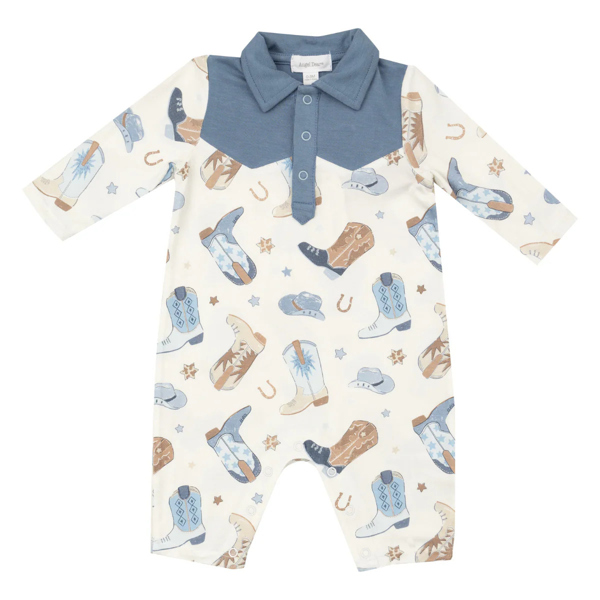 Cowboy Romper, Cowboy Boots Blue | SpearmintLOVE