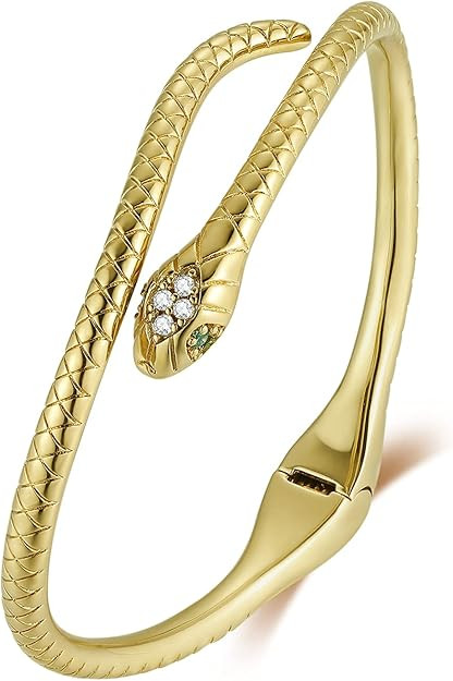 Presentski Snake Bracelets Gold Open Bangle Cuff Bracelet Snake Jewelry for Women Serpent Wrap By... | Amazon (US)