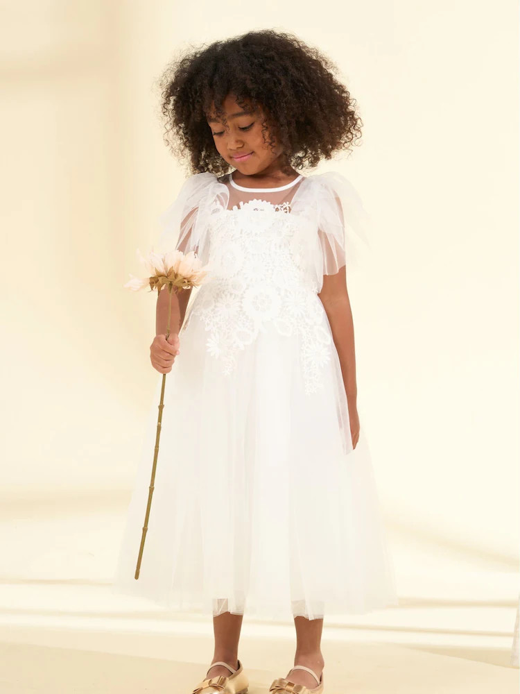 Angel & Rocket White Cascade Lace Anelise Dress | Next US