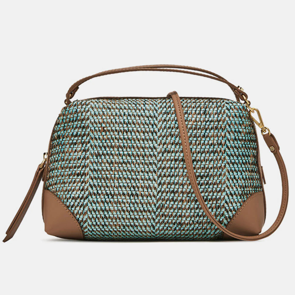 Aqua Woven Large Alifa Bag | Caroline Gardner