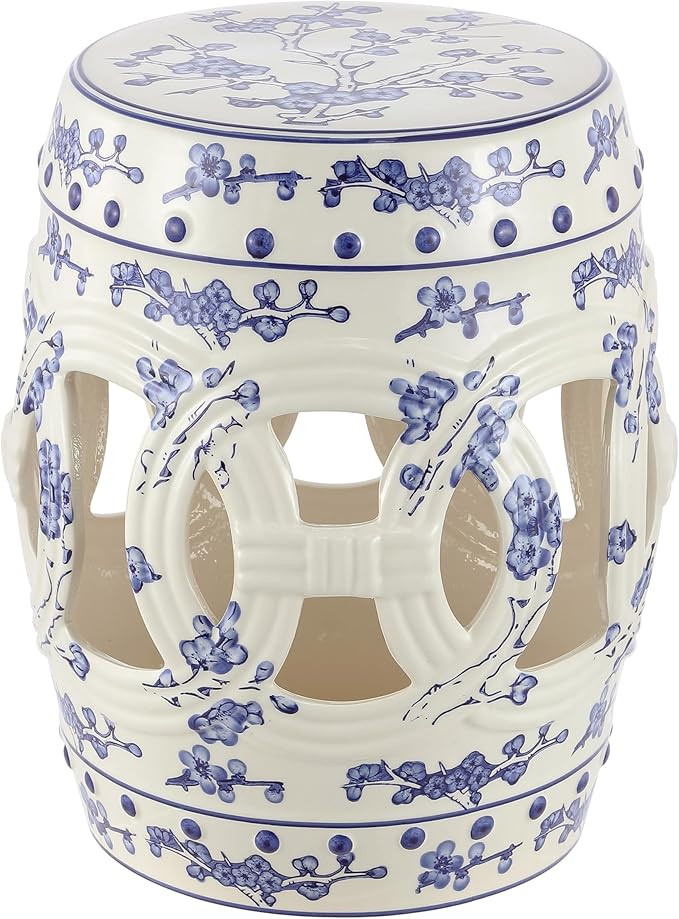 JONATHAN Y TBL1027A Lucky Coins 16" Chinese Ceramic Drum Indoor/Outdoor Garden Stool Bohemian, Co... | Amazon (US)