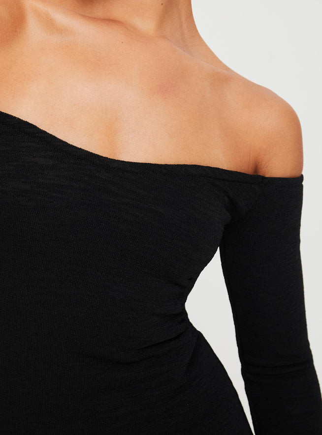 Korey Off The Shoulder Maxi Dress Black | Princess Polly US