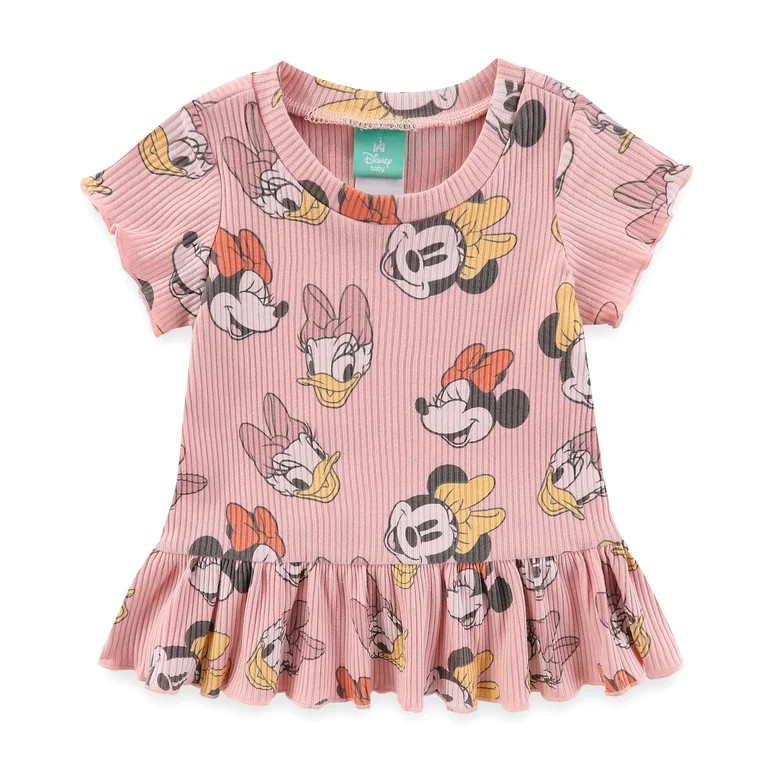Disney Minnie Mouse Daisy Duck Peplum T-Shirt and Shorts Set (Baby Girls), Sizes 3M-24M | Walmart (US)