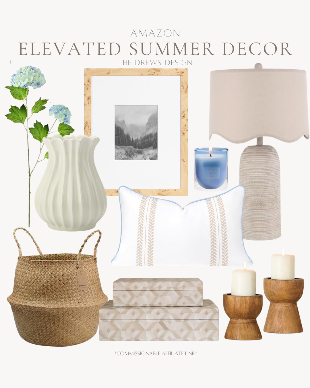 Summer decor from Amazon includes decorative box, pillar candles, basket, throw pillow, candle, table lamp, vase, floral stems, frame.

Home decor, summer home decor, looks for lesss includes

#LTKvlog #LTKSeasonal #LTKHome