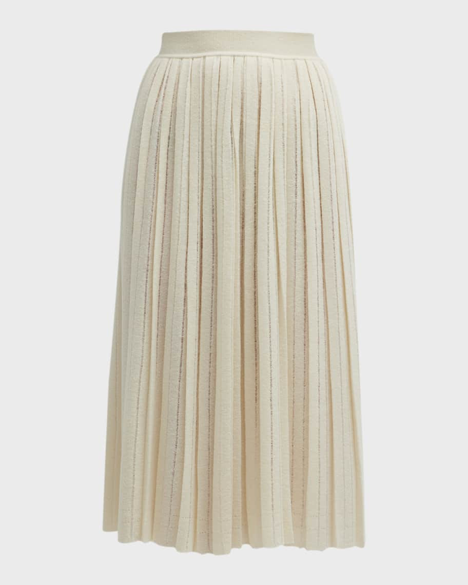 Loro Piana Gonna Gaiole Cashmere Pleated Midi Skirt | Neiman Marcus