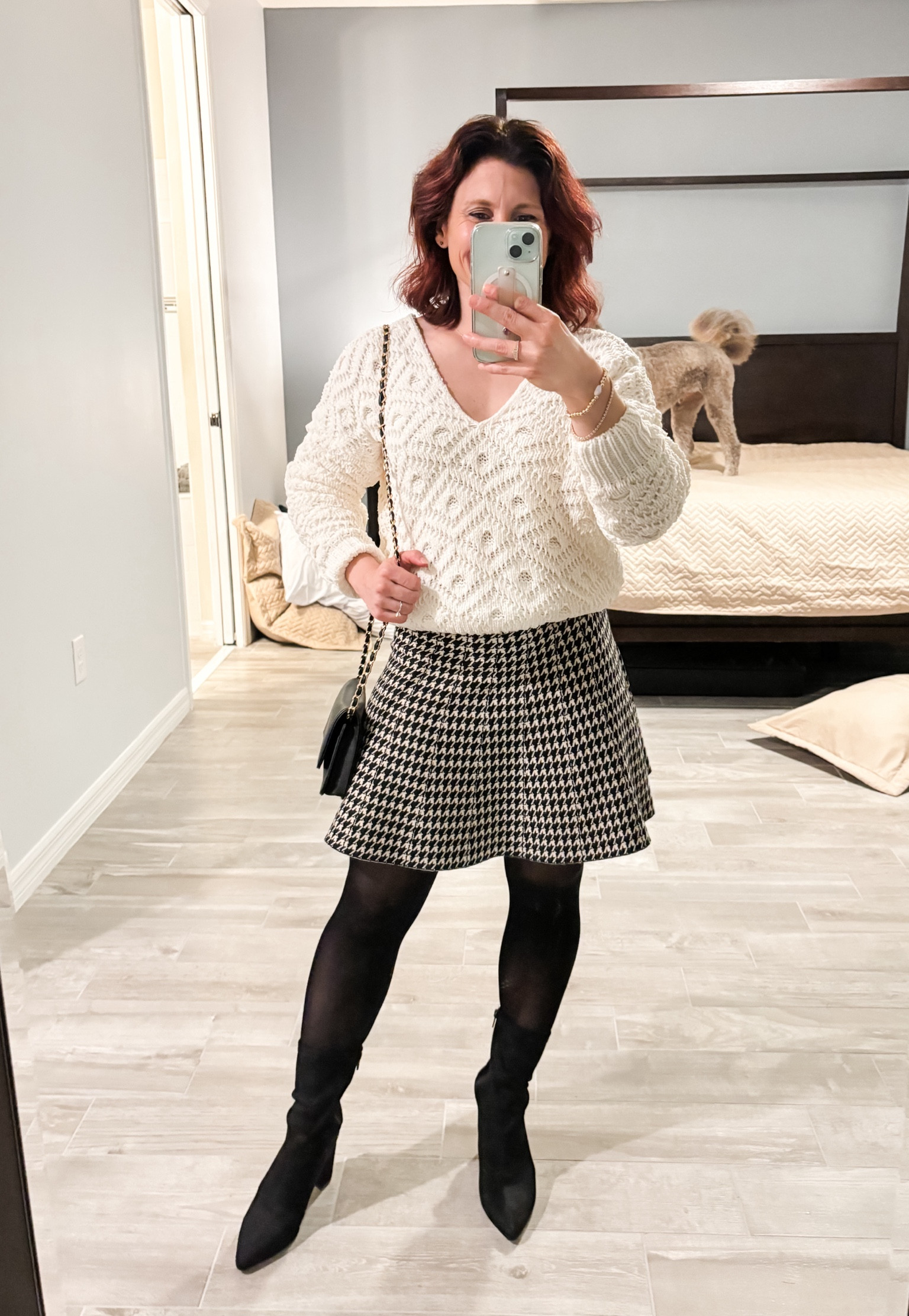 A little play with texture and pattern mix. Skirt is a perfect conservative length for work as well.

#LTKworkwear #LTKfindsunder50 #LTKover40
