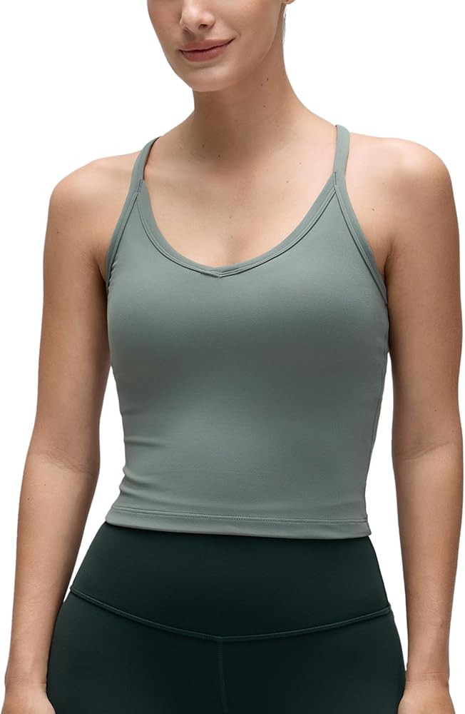 CRZ YOGA Butterluxe Soft Double Lined V Neck Tank Tops for Women - Yoga Casual Camisole Racerback... | Amazon (US)