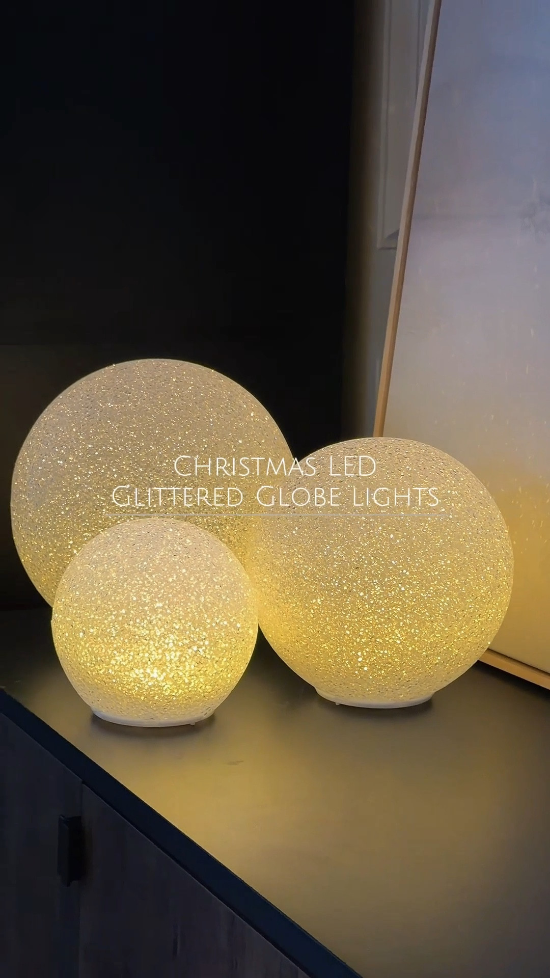 Christmas LED glittered globe lights 