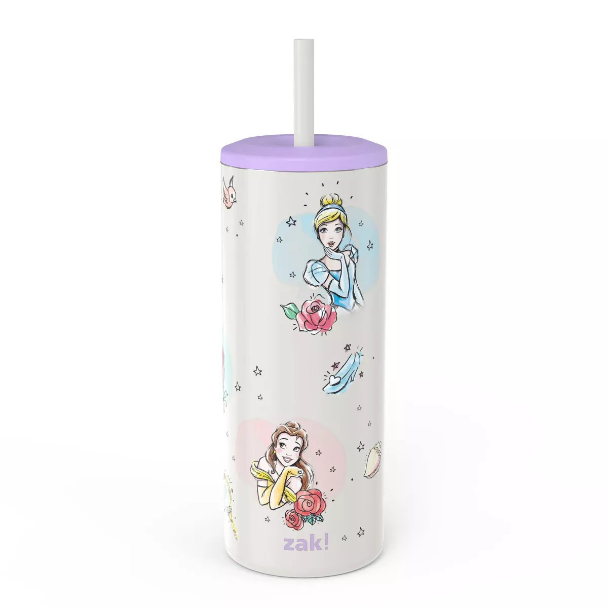 16oz Vacuum Straw Portable Drinkware 'Princess' - Zak Designs: Kids Tumbler, Disney Princess, Sta... | Target