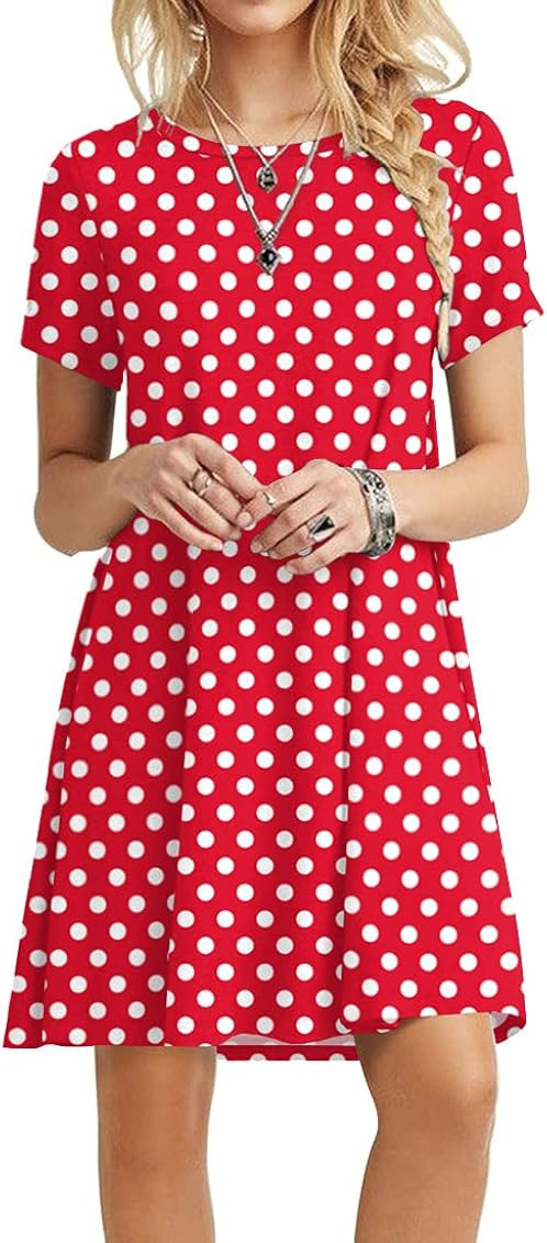 POPYOUNG Women's 2022 Summer Casual Tshirt Dresses Short Sleeve Boho Beach Dress | Amazon (US)