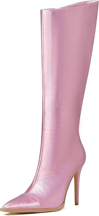 Grakihily Women's Black Boots High Heels Pointed Toe Stilettos Knee High Boots Fashion Boots for ... | Amazon (US)