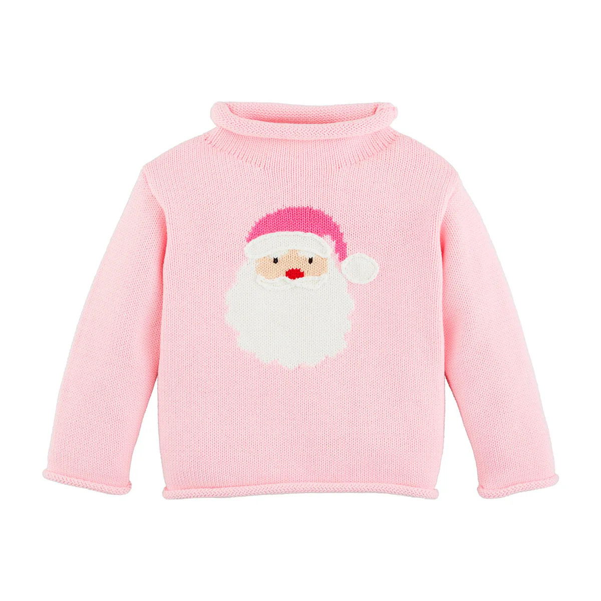 Santa Pink Rollneck Sweater | Classic Whimsy