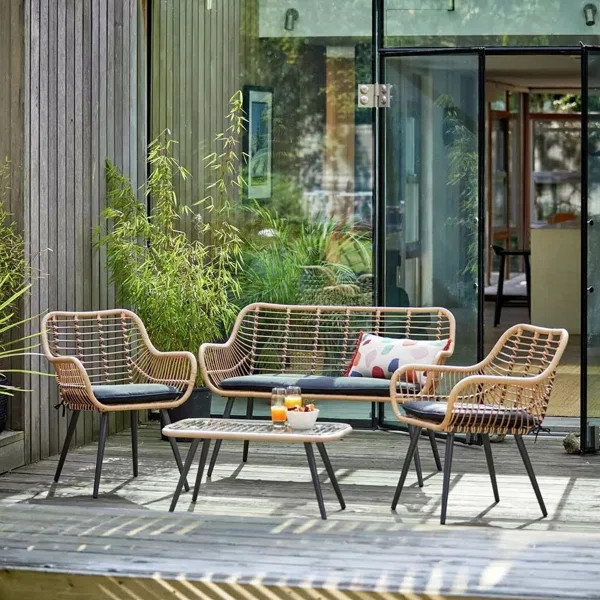 Ledet 4 Piece Rattan Sectional Seating Group with Cushions | Wayfair North America