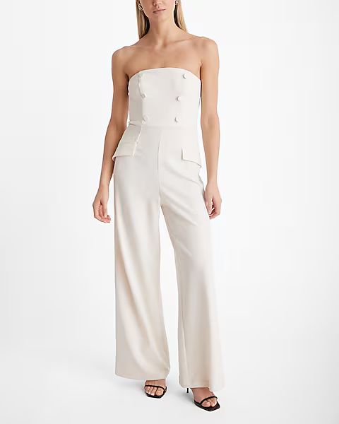 Strapless Double Breasted Wide Leg Blazer Jumpsuit | Express