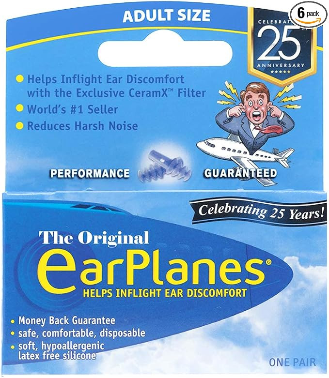 EarPlanes Ear Plugs 1 Pair (Pack of 6) | Amazon (US)