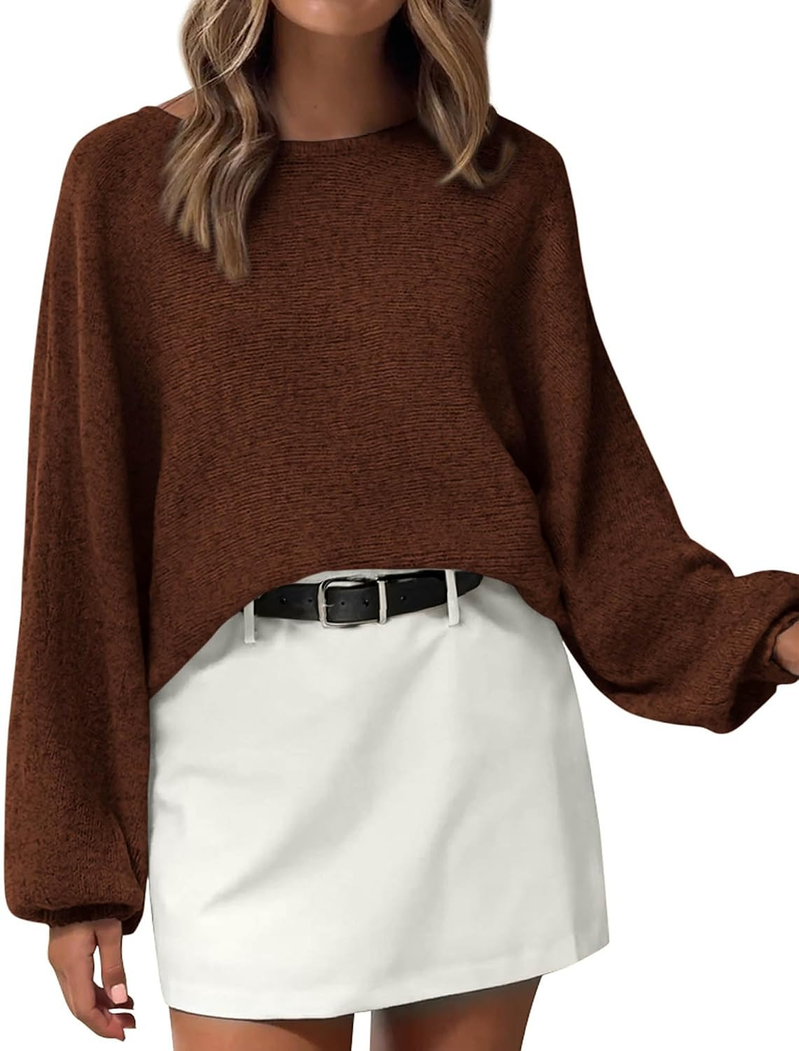 KIRUNDO Boat Neck Sweaters for Women Slouchy Oversized Knit Top | Amazon (US)