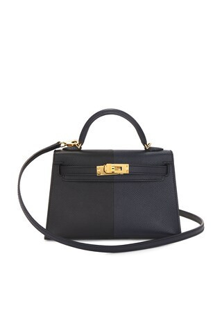 hermes Hermes Casaque Veau Epsom Kelly 20 Handbag in Bleu Indigo & Black - Navy. Size all. | FWRD 
