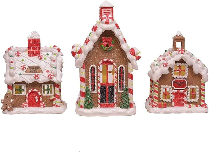 Mark Feldstein & Associates Gingerbread Village Red 6 inch Porcelain Holiday Tea Light Figurines ... | Amazon (US)