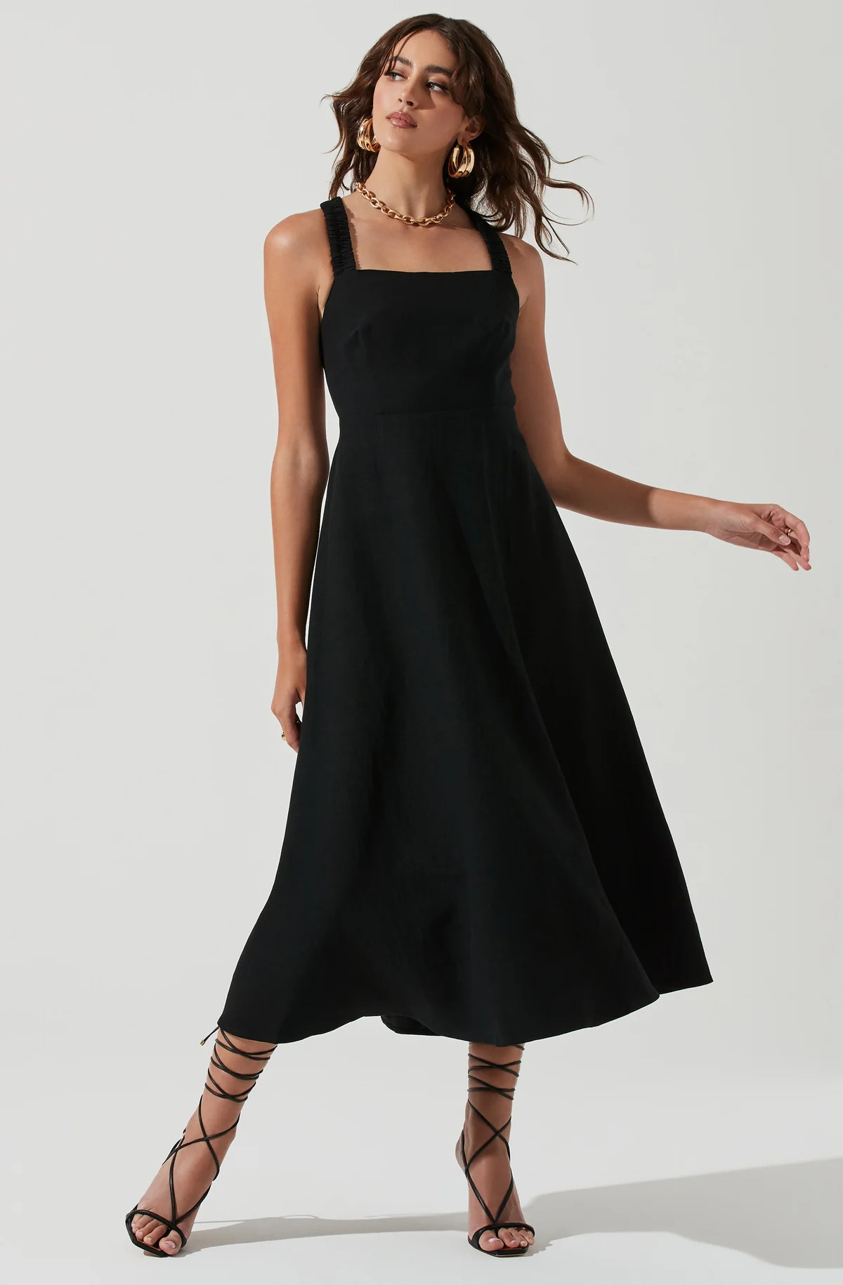 Valenz Square Neck Open Back Midi Dress | ASTR The Label (US)