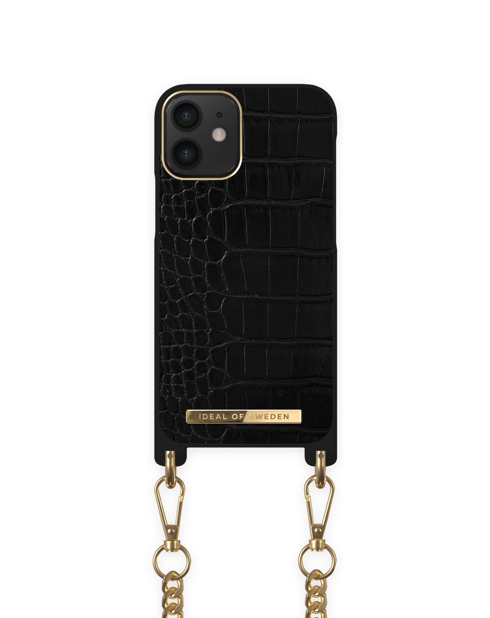 Necklace Case iPhone 12 Mini Jet Black Croco | iDeal of Sweden (DE)
