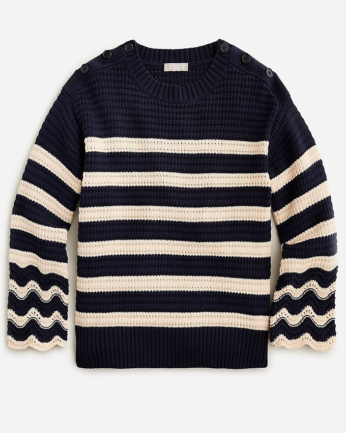 Textured crewneck pullover sweater in stripe | J. Crew US