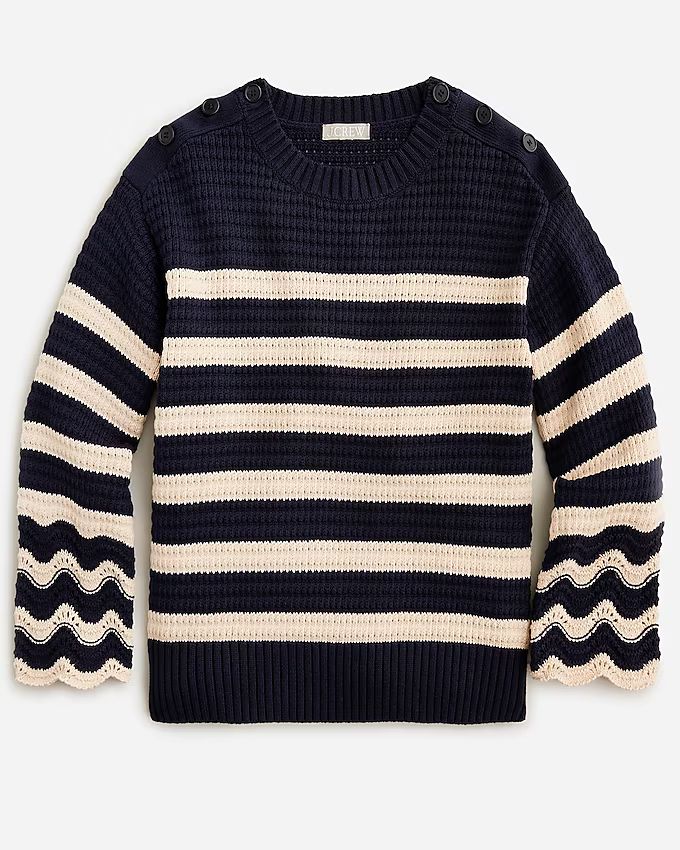 Textured crewneck pullover sweater in stripe | J.Crew US