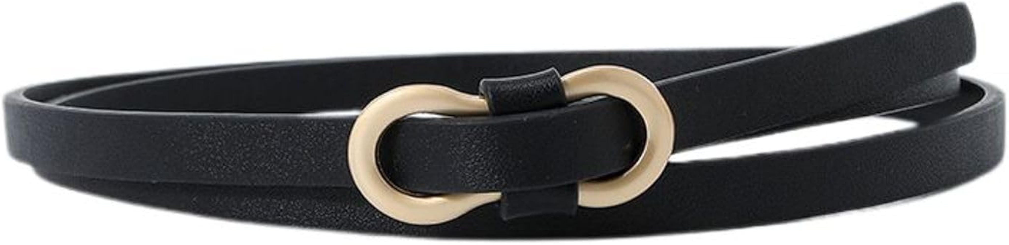 Women's Skinny Belt Buckle Belt For Dress Fashion Metal Buckle Holeless Faux Leather Fall Slimmin... | Amazon (US)