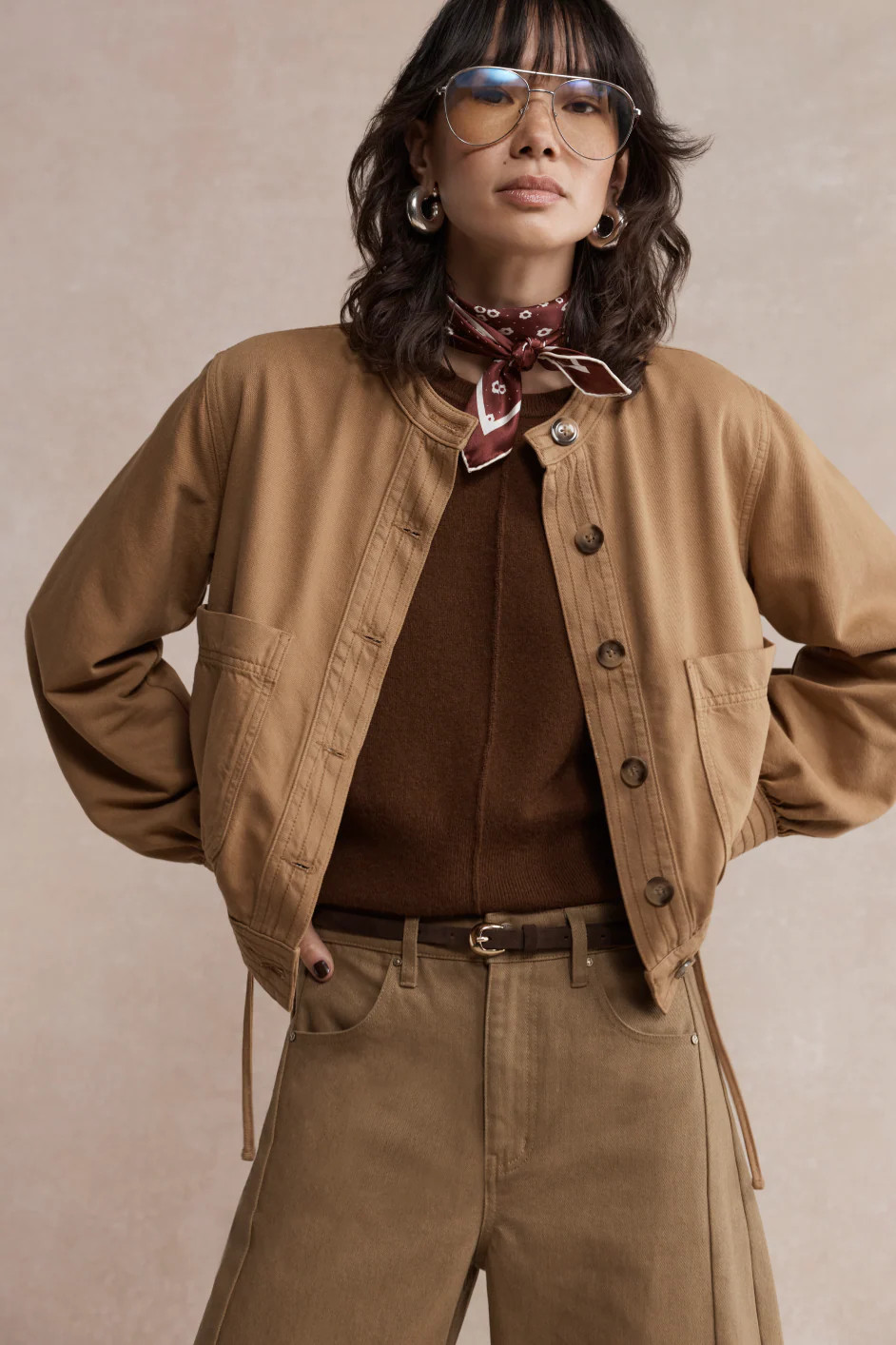 Hallie Collarless Jacket - Toffee | WYSE London