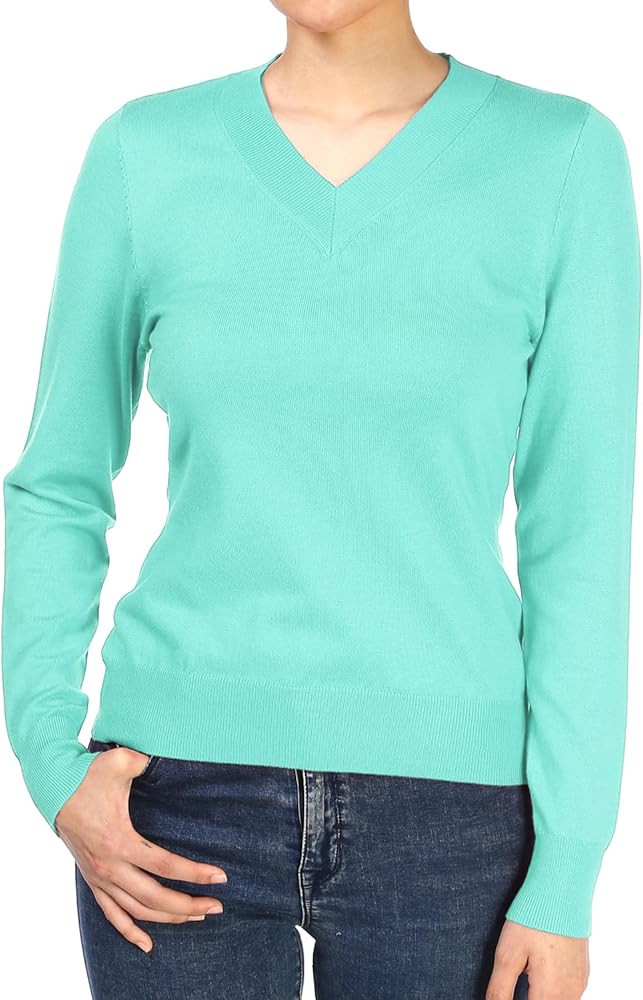 LALABEE Women's V-Neck Long Sleeve Soft Stretch Pullover Knit Top Sweater (S~XXL) | Amazon (US)