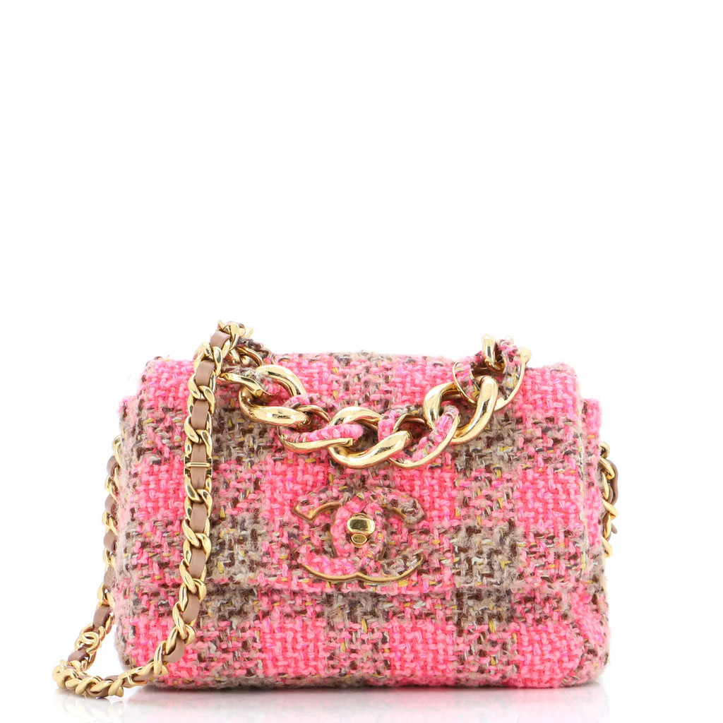Elegant Chain Flap Bag Quilted Tweed Small | Rebag