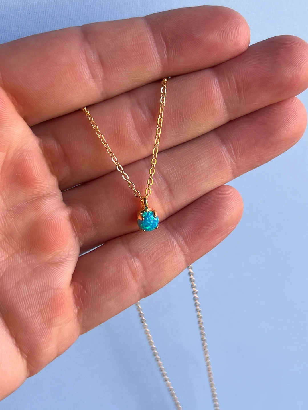 6mm Necklace Bora Bora Blue Opal - Etsy | Etsy (US)