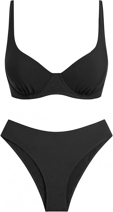 ZAFUL Womens Gingham Bikini Sets High Waisted Underwire Swimsuits Full Coverage Two Piece Swimwea... | Amazon (US)