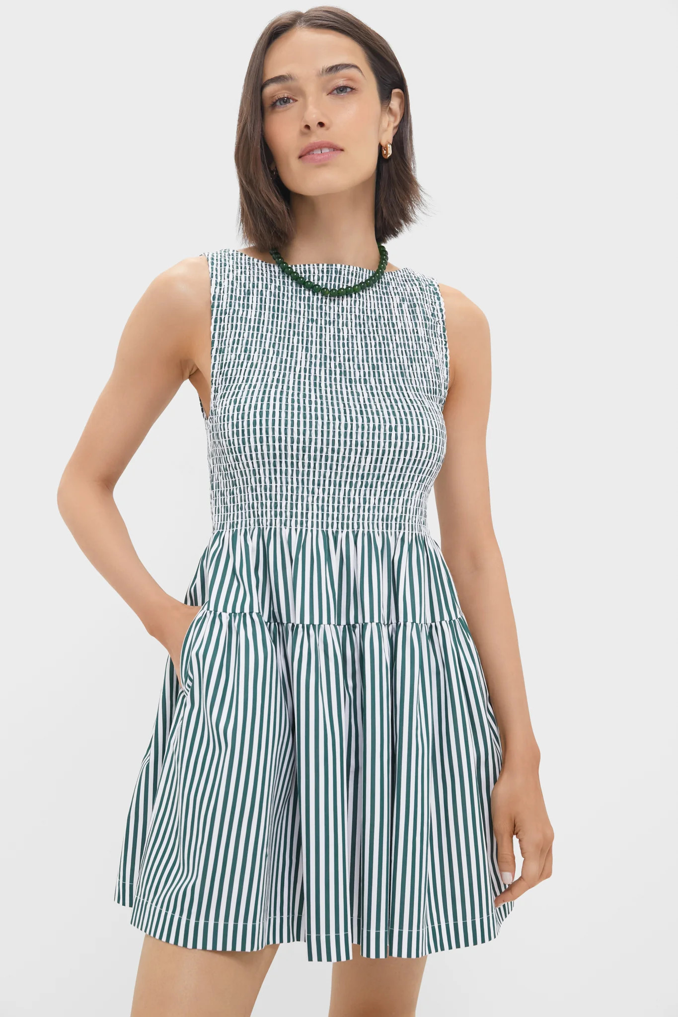 Green Stripe Cosima Mini Nap Dress | Tuckernuck (US)