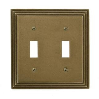 AMERELLE Tiered 2 Gang Toggle Metal Wall Plate - Rustic Brass 84TTRB - The Home Depot | The Home Depot