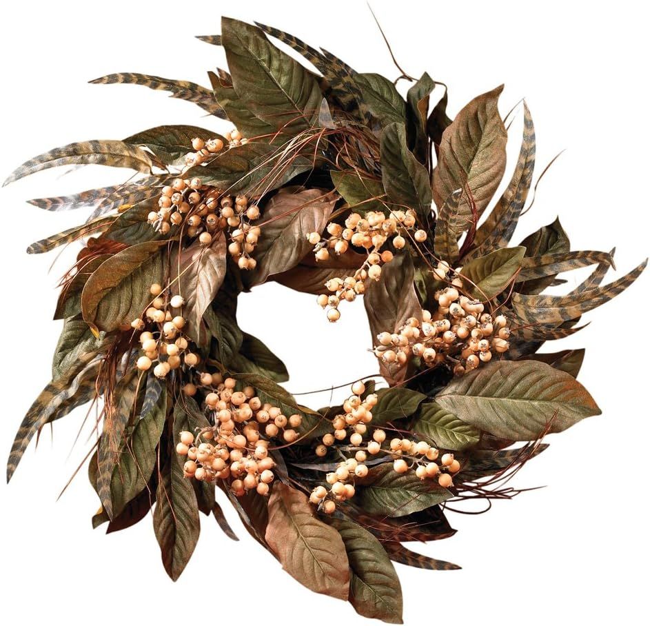 Nearly Natural 4681 Feather and Berry Wreath, 24-Inch, Multi Color | Amazon (US)