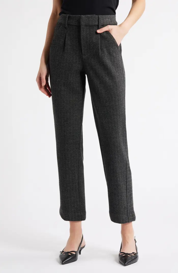 Wit & Wisdom Skyrise Pleated Herringbone Twill Straight Leg Ankle Trousers | Nordstrom | Nordstrom