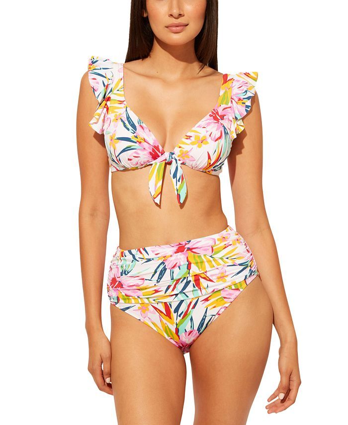 Beachy Keen Ruffled Bikini Top & High Waist Bikini Bottoms | Macys (US)