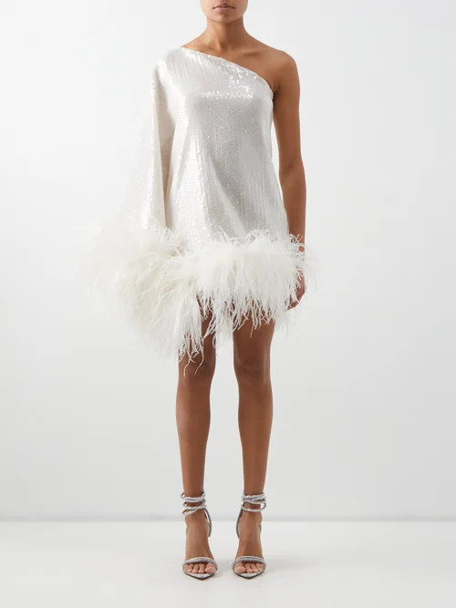 Taller Marmo - Piccolo Disco One-shoulder Sequinned Mini Dress - Womens - Ivory | Matches (UK)