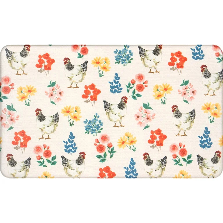 Mainstays Comfort Kitchen Mat with Chicken and Floral Design 18x30 | Walmart (US)