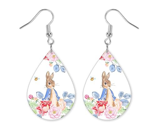 Spring Bunny and Bee Earrings - Teardrop Earrings - Easter Earrings - Bunny Earrings Raindrop Ear... | Amazon (US)