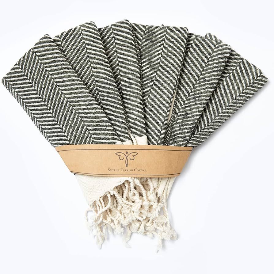 SMYRNA TURKISH COTTON Kitchen Dish Towels Herringbone Series Pack of 6 | 100% Cotton, 12x12 | Mac... | Amazon (US)