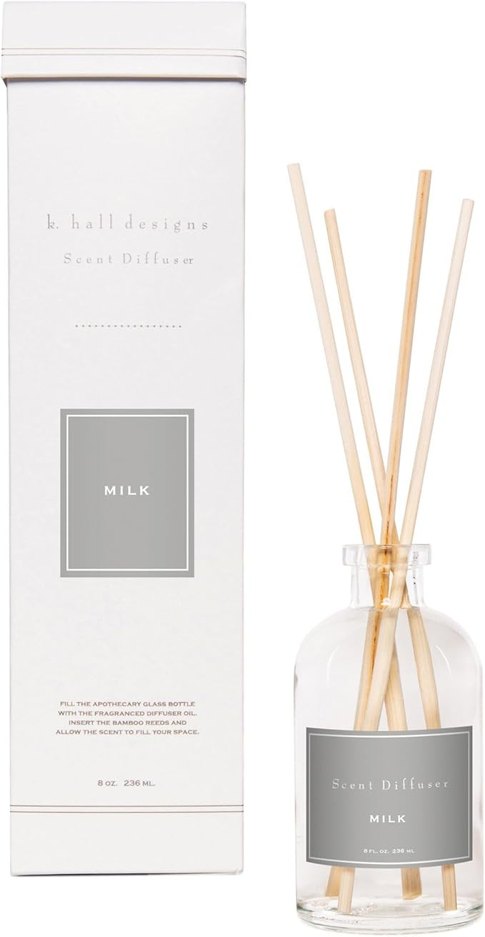 K. Hall Designs Milk Scent Boxed Diffuser Kit, Creamy-Sweet Scent with Coconut & Vanilla, Reed Di... | Amazon (US)