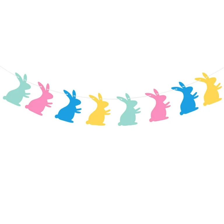 8pcs in 1 Set Easter Rabbit Shape Banner Colorful Garland Bunny Bunting Felt Flag Party Supplies ... | Walmart (US)