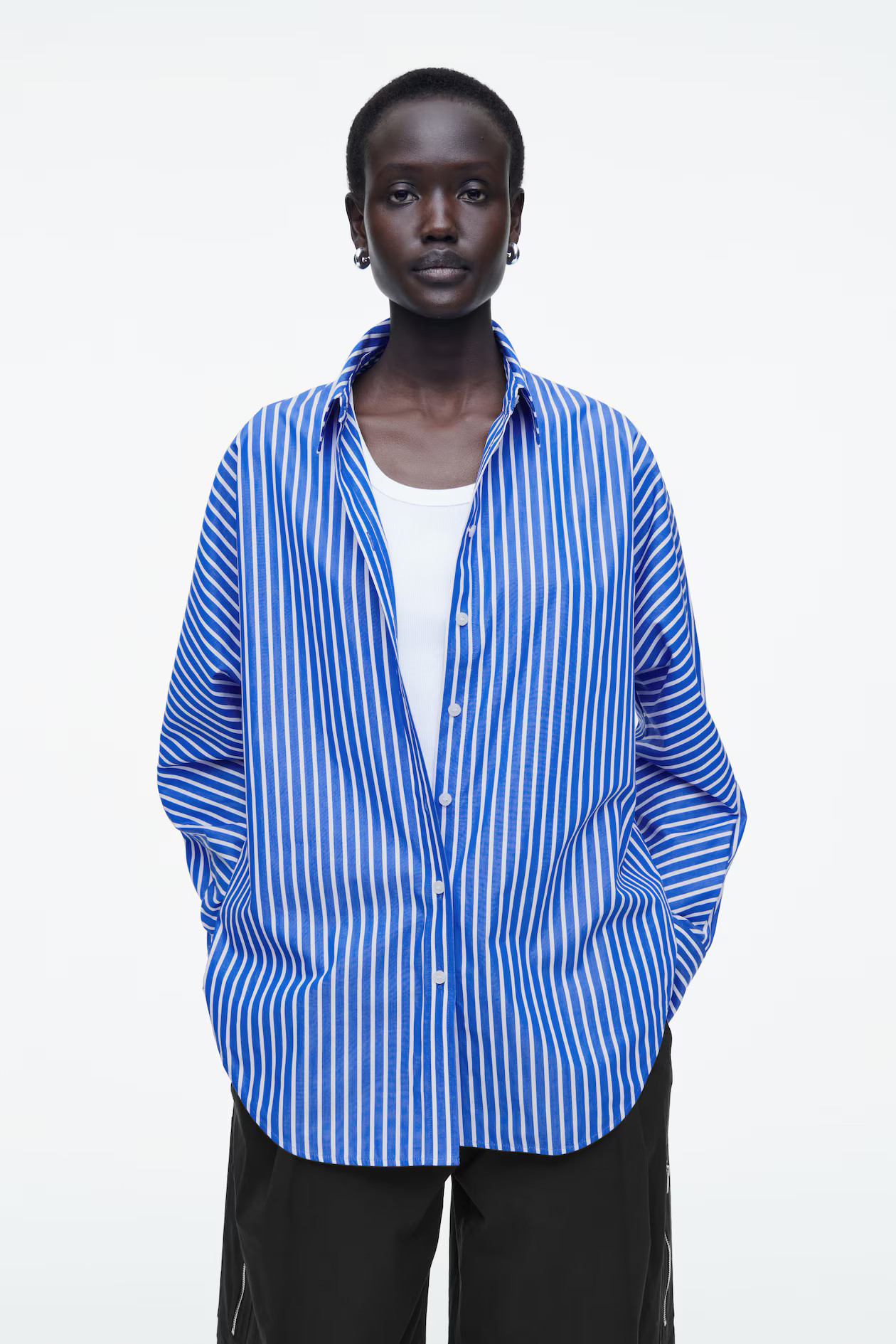 RELAXED COTTON SHIRT - BLUE / WHITE / STRIPED | COS (EU)