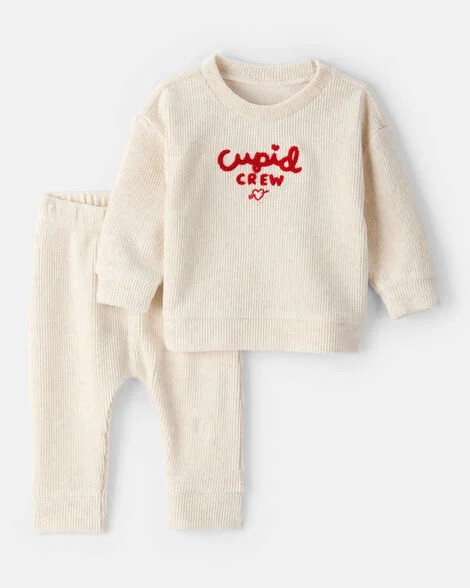 Baby Valentine's Day Cupid Crew 2-Piece Long-Sleeve Tee & Pant Set - Ivory | Carter's Inc