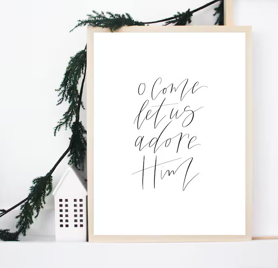 O Come Let Us Adore Him Print, Printable Christmas Decor, Holiday Print, Holiday Decor, Minimalis... | Etsy (US)