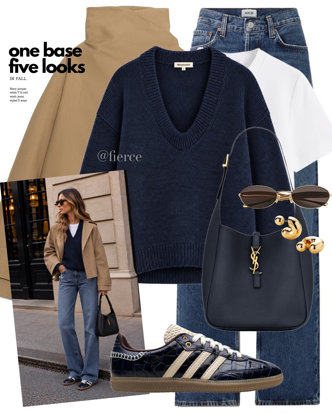 Tan trench jacket navy sneakers navy v neck jumper

#LTKautumn #LTKuk #LTKeurope
