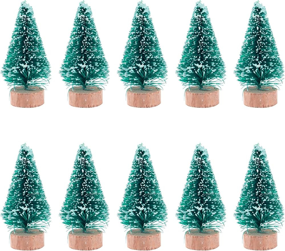 VinBee 30 PCS Artificial Mini Christmas Trees Mini Pine Tree Sisal Trees Miniature with Snow Wood... | Amazon (US)