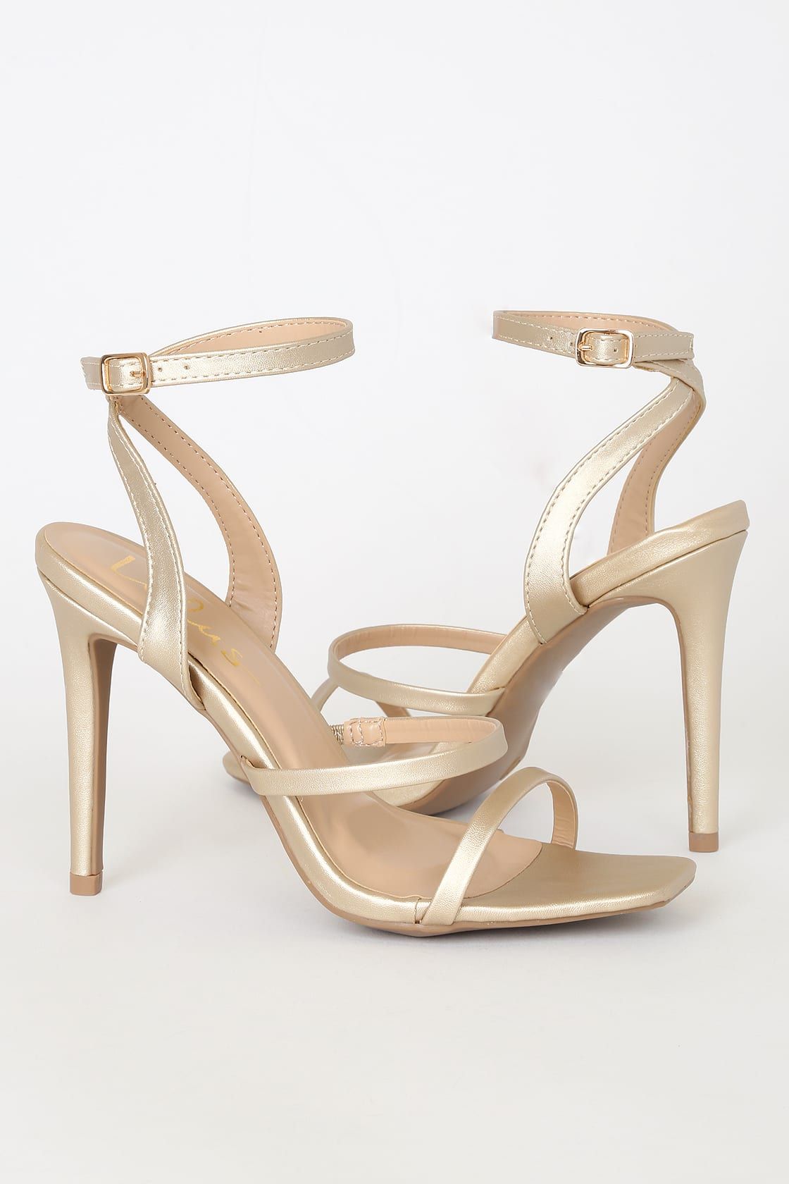 Leticiya Gold Ankle-Strap High Heel Sandals | Lulus (US)